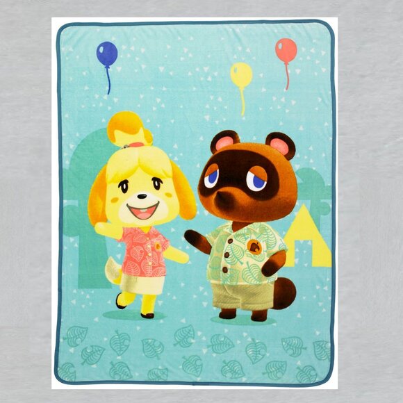 Animal Crossing Campsite Fun Throw Blanket Measures 46 x 60 inches - Picture 1 of 1